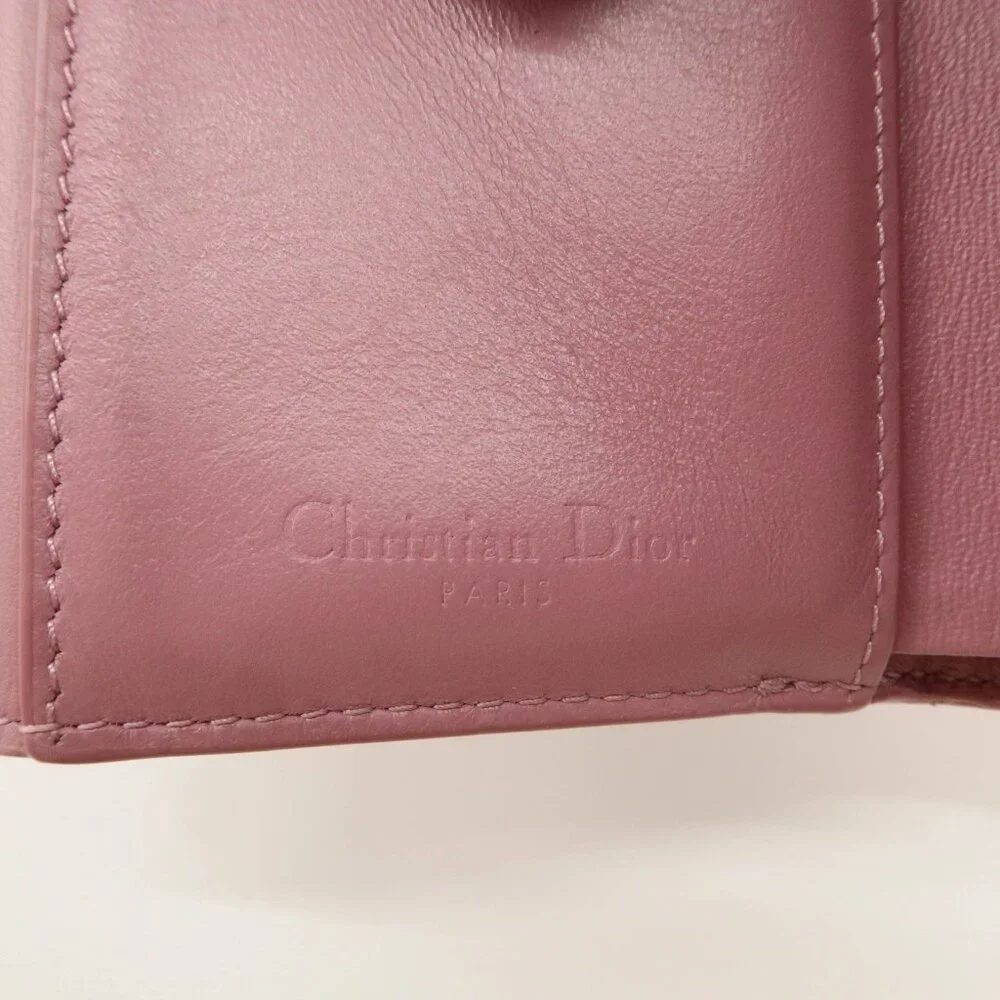 ❤️Authentic Christian Dior Lady Dior Canage Patent Leather Tri-fold Wallet ❤️